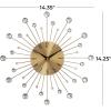 imageDeco 79 Metal Starburst Decorative Wall Clock With Crystal Accents for Home and Room 15quot x 2quot x 15quot SilverGold