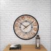 imageDeco 79 Metal Wall Clock with Wood Accents 34quot x 3quot x 34quot Brown