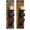 imageDeco 79 Wood Scroll Wall Sconce Distressed Pillar with Bronze Metal Holders set of 2 6quot x 4quot x 19quot Brown