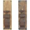 imageDeco 79 Wood Scroll Wall Sconce Distressed Pillar with Bronze Metal Holders set of 2 6quot x 4quot x 19quot Brown