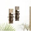 imageDeco 79 Wood Scroll Wall Sconce Distressed Pillar with Bronze Metal Holders set of 2 6quot x 4quot x 19quot Brown