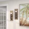 imageDeco 79 Wood Scroll Wall Sconce Distressed Pillar with Bronze Metal Holders set of 2 6quot x 4quot x 19quot Brown
