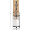 imageDeco 79 Wood Wall Sconce with Suspended Black Metal and Glass Holder 6quot x 6quot x 23quot BrownBlack