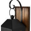 imageDeco 79 Wood Wall Sconce with Suspended Black Metal and Glass Holder 6quot x 6quot x 23quot BrownBlack
