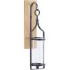 imageDeco 79 Wood Wall Sconce with Suspended Black Metal and Glass Holder 6quot x 6quot x 23quot BrownBlack