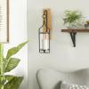 imageDeco 79 Wood Wall Sconce with Suspended Black Metal and Glass Holder 6quot x 6quot x 23quot BrownBlack