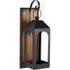 imageDeco 79 Wood Wall Sconce with Suspended Black Metal and Glass Holder 6quot x 6quot x 23quot BrownBlack