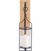 imageDeco 79 Wood Wall Sconce with Suspended Black Metal and Glass Holder 6quot x 6quot x 23quot BrownBlack