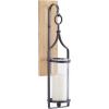 imageDeco 79 Wood Wall Sconce with Suspended Black Metal and Glass Holder 6quot x 6quot x 23quot BrownBlack