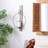 imageDeco 79 Wood Wall Sconce with Suspended Black Metal and Glass Holder 6quot x 6quot x 23quot BrownBrown