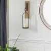 imageDeco 79 Wood Wall Sconce with Suspended Black Metal and Glass Holder 6quot x 6quot x 23quot BrownBrown