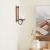 imageDeco 79 Wood Wall Sconce with Suspended Black Metal and Glass Holder 6quot x 6quot x 23quot BrownBrown