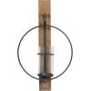 imageDeco 79 Wood Wall Sconce with Suspended Black Metal and Glass Holder 6quot x 6quot x 23quot BrownBrown