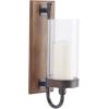 imageDeco 79 Wood Wall Sconce with Suspended Black Metal and Glass Holder 6quot x 6quot x 23quot BrownBrown