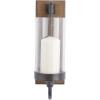 imageDeco 79 Wood Wall Sconce with Suspended Black Metal and Glass Holder 6quot x 6quot x 23quot BrownBrown