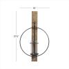 imageDeco 79 Wood Wall Sconce with Suspended Black Metal and Glass Holder 6quot x 6quot x 23quot BrownBrown
