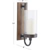imageDeco 79 Wood Wall Sconce with Suspended Black Metal and Glass Holder 6quot x 6quot x 23quot BrownBrown