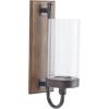 imageDeco 79 Wood Wall Sconce with Suspended Black Metal and Glass Holder 6quot x 6quot x 23quot BrownBrown