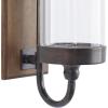imageDeco 79 Wood Wall Sconce with Suspended Black Metal and Glass Holder 6quot x 6quot x 23quot BrownBrown