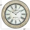 imageDeco 79 Wooden Decorative Wall Clock  Distressed 24quot x 2quot x 24quot for Home and Room CreamRoman Numerals