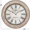 imageDeco 79 Wooden Decorative Wall Clock  Distressed 24quot x 2quot x 24quot for Home and Room CreamRoman Numerals