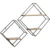 imageDeco 79 Metal Diamond 3 Shelves Wall Shelf Set of 2 12quot 16quotH Black