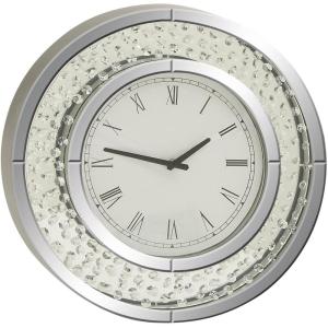imageDeco 79 Glass Decorative Wall Clock Mirrored Wall Clock for Home with Floating Crystals Wall Clock for Room 20quot x 2quot x 20quot WhiteWhite