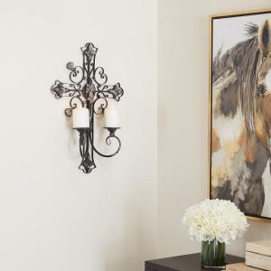 imageDeco 79 Metal Solid Wall Sconce 17quot x 5quot x 24quot WhiteBlack