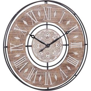 imageDeco 79 Metal Wall Clock with Wood Accents 34quot x 3quot x 34quot Brown