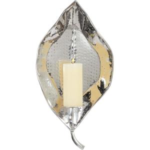 imageDeco 79 Stainless Steel Metal Single Candle Wall Sconce 12quot x 5quot x 21quot Silver