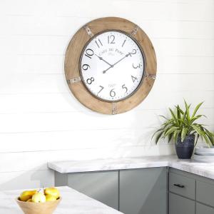 imageDeco 79 Wood Decorative Wall Clock for Home and Room 32quot x 2quot x 32quot Brown