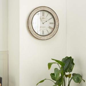 imageDeco 79 Wooden Decorative Wall Clock  Distressed 24quot x 2quot x 24quot for Home and Room CreamRoman Numerals