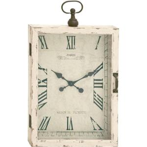 imageDeco 79 Wooden Decorative Wall Clock  Pocket Watch Style for Home with Hinged Door 20quot x 5quot x 34quot White20 x 34