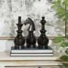 imageCosmoLiving by Cosmopolitan Aluminum Metal Chess Decorative Sculpture Home Decor Statues with Knight Queen and King Set of 3 Accent Figurines 9quot 9quot 10quotH Dark GrayGray