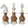 imageCosmoLiving by Cosmopolitan Aluminum Metal Chess Decorative Sculpture Home Decor Statues with Knight Queen and King Set of 3 Accent Figurines 9quot 9quot 10quotH Dark GrayBrown