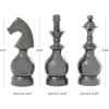imageCosmoLiving by Cosmopolitan Aluminum Metal Chess Decorative Sculpture Home Decor Statues with Knight Queen and King Set of 3 Accent Figurines 9quot 9quot 10quotH Dark GrayGray