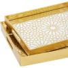 imageCosmoLiving by Cosmopolitan Plastic Geometric Mirrored Tray Set of 2 16quot 14quotW Gold