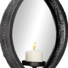 imageDeco 79 82902 Eclectic Figure Eight Black Mesh Metal Wall Sconce Candle Holders with Mirrors Set of 2 5 x 22Black