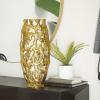 imageDeco 79 Aluminum Metal Decorative Vase Centerpiece Vase with Cut Out Designs Vase for Home Decoration 9quot x 5quot x 20quot BlackGold