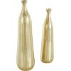 imageDeco 79 Aluminum Metal Decorative Vase Centerpiece Vases with Wavy Accents and Textured Ridges Set of 2 Flower Vases for Home Decoration 20quot 16quot H GoldGold