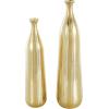 imageDeco 79 Aluminum Metal Decorative Vase Centerpiece Vases with Wavy Accents and Textured Ridges Set of 2 Flower Vases for Home Decoration 20quot 16quot H GoldGold