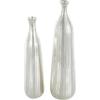 imageDeco 79 Aluminum Metal Decorative Vase Centerpiece Vases with Wavy Accents and Textured Ridges Set of 2 Flower Vases for Home Decoration 20quot 16quot H GoldSilver