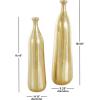 imageDeco 79 Aluminum Metal Decorative Vase Centerpiece Vases with Wavy Accents and Textured Ridges Set of 2 Flower Vases for Home Decoration 20quot 16quot H GoldGold