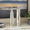 imageDeco 79 Aluminum Metal Decorative Vase Centerpiece Vases with Wavy Accents and Textured Ridges Set of 2 Flower Vases for Home Decoration 20quot 16quot H GoldSilver