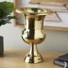 imageDeco 79 Aluminum Metal Decorative Vase Goblet Inspired Hammered Centerpiece Vase Flower Vase for Home Decoration 9quot x 9quot x 13quot SilverGold