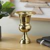 imageDeco 79 Aluminum Metal Decorative Vase Goblet Inspired Hammered Centerpiece Vase Flower Vase for Home Decoration 9quot x 9quot x 13quot SilverGold