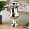 imageDeco 79 Aluminum Metal Decorative Vase Goblet Inspired Hammered Centerpiece Vase Flower Vase for Home Decoration 9quot x 9quot x 13quot SilverSilver