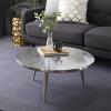 imageDeco 79 Aluminum Metal Floral Living Room Coffee Table Engraved Table with Tripod Legs Center Table 35quot x 35quot x 16quot Silver