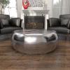 imageDeco 79 Aluminum Metal Living Room Coffee Table Drum Shaped Table with Hammered Design Center Table 30quot x 30quot x 14quot SilverSilver