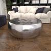 imageDeco 79 Aluminum Metal Living Room Coffee Table Drum Shaped Table with Hammered Design Center Table 30quot x 30quot x 14quot SilverSilver